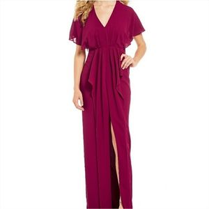 H by Halston V Neck Ruffle Dress